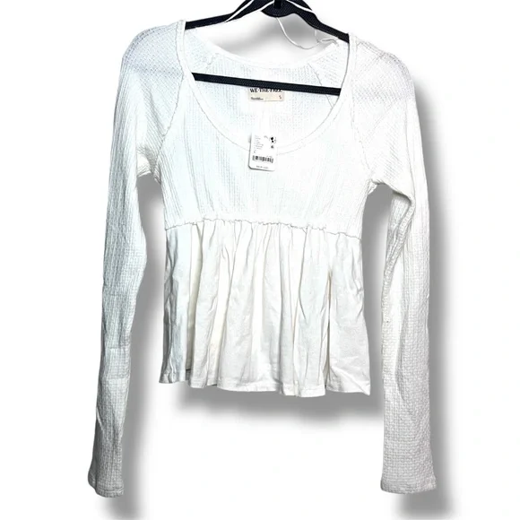 Free People Women's Found Your Babydoll Thermal Top Size: Small Ivory/white - Picture 1 of 4